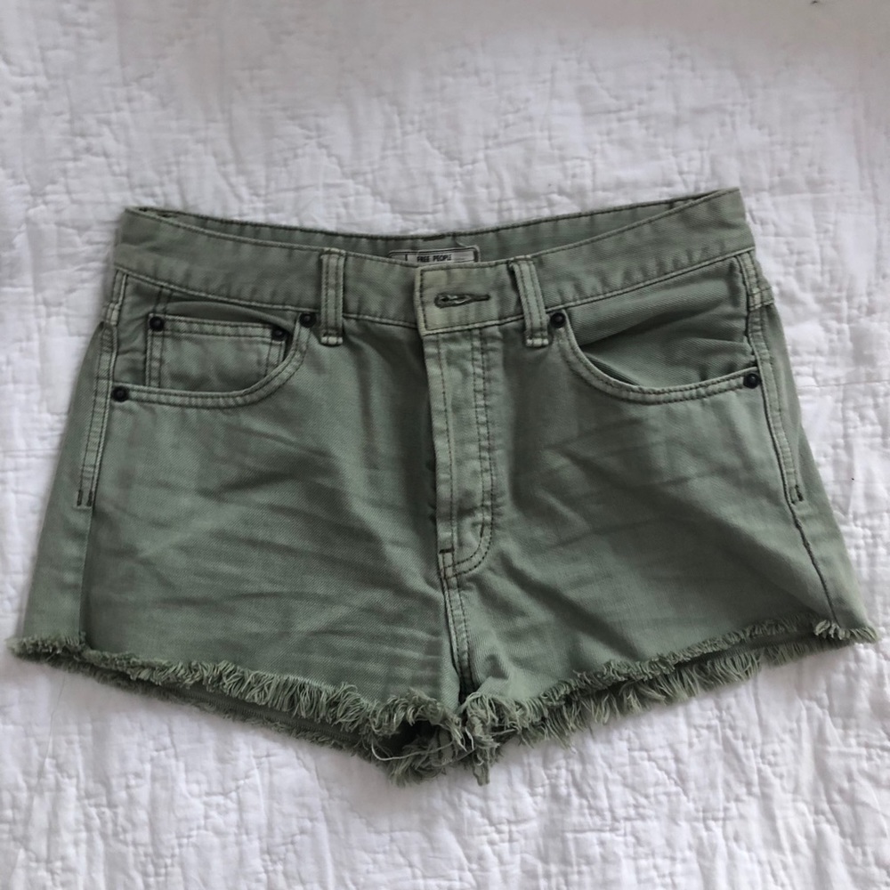 Green free people jean shorts